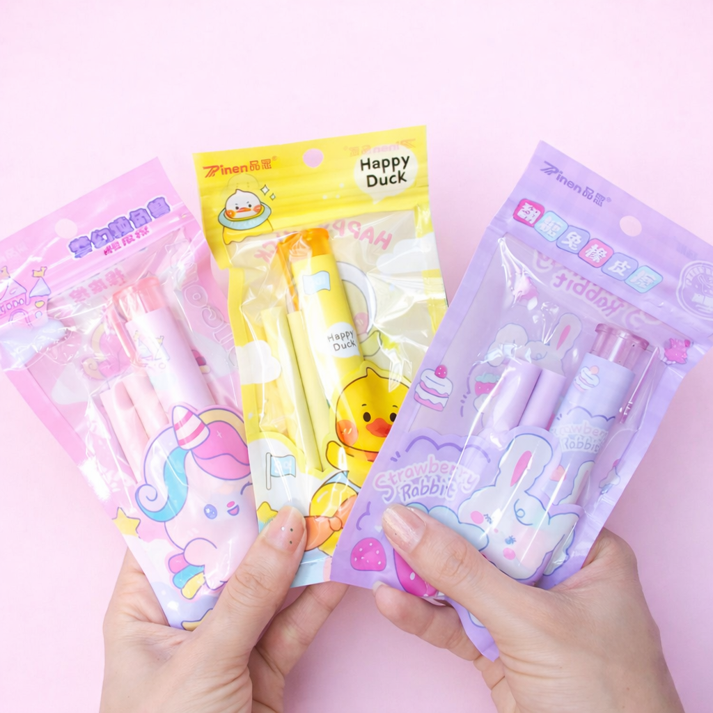 Borradores-con-repuesto-kawaii Borrador lápiz con repuesto