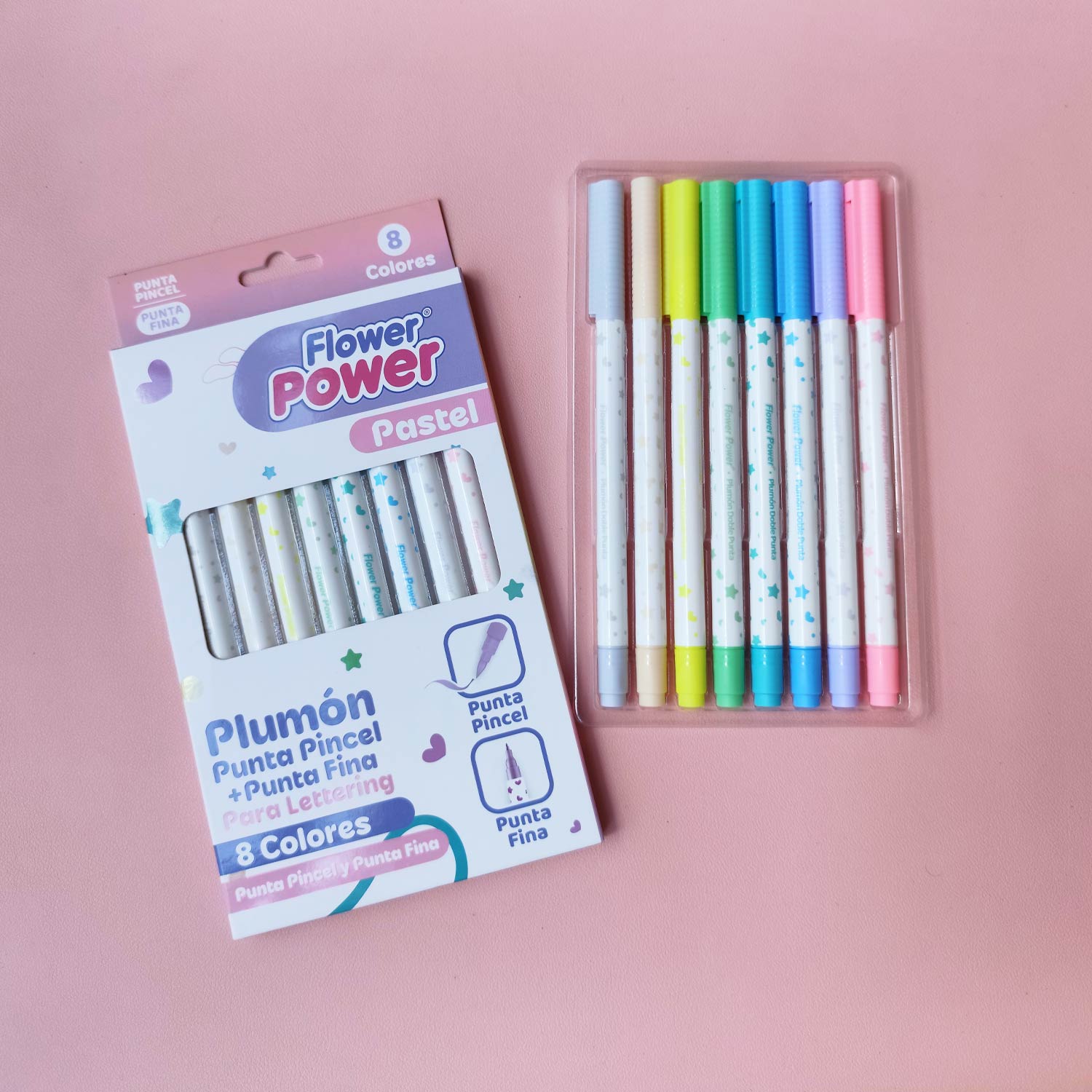 Plumón Lettering x8 - Flower Power