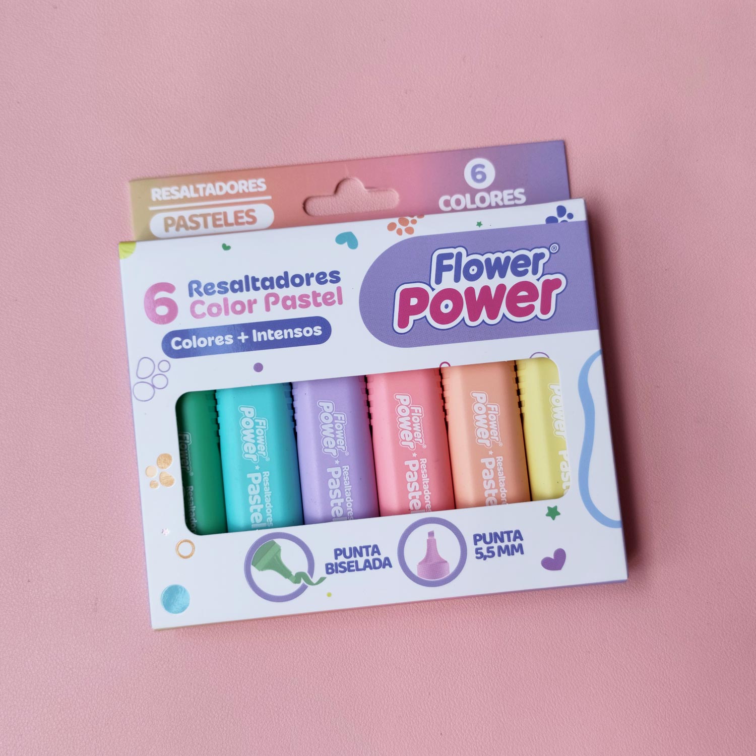 Resaltadores pastel x6 -  Flower Power