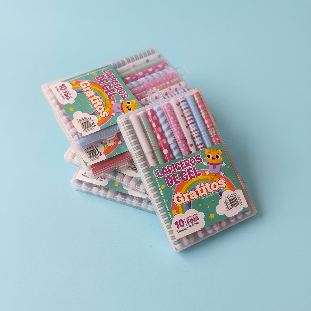 Lapiceros de Gel Punta fina - Estuche x10Unds