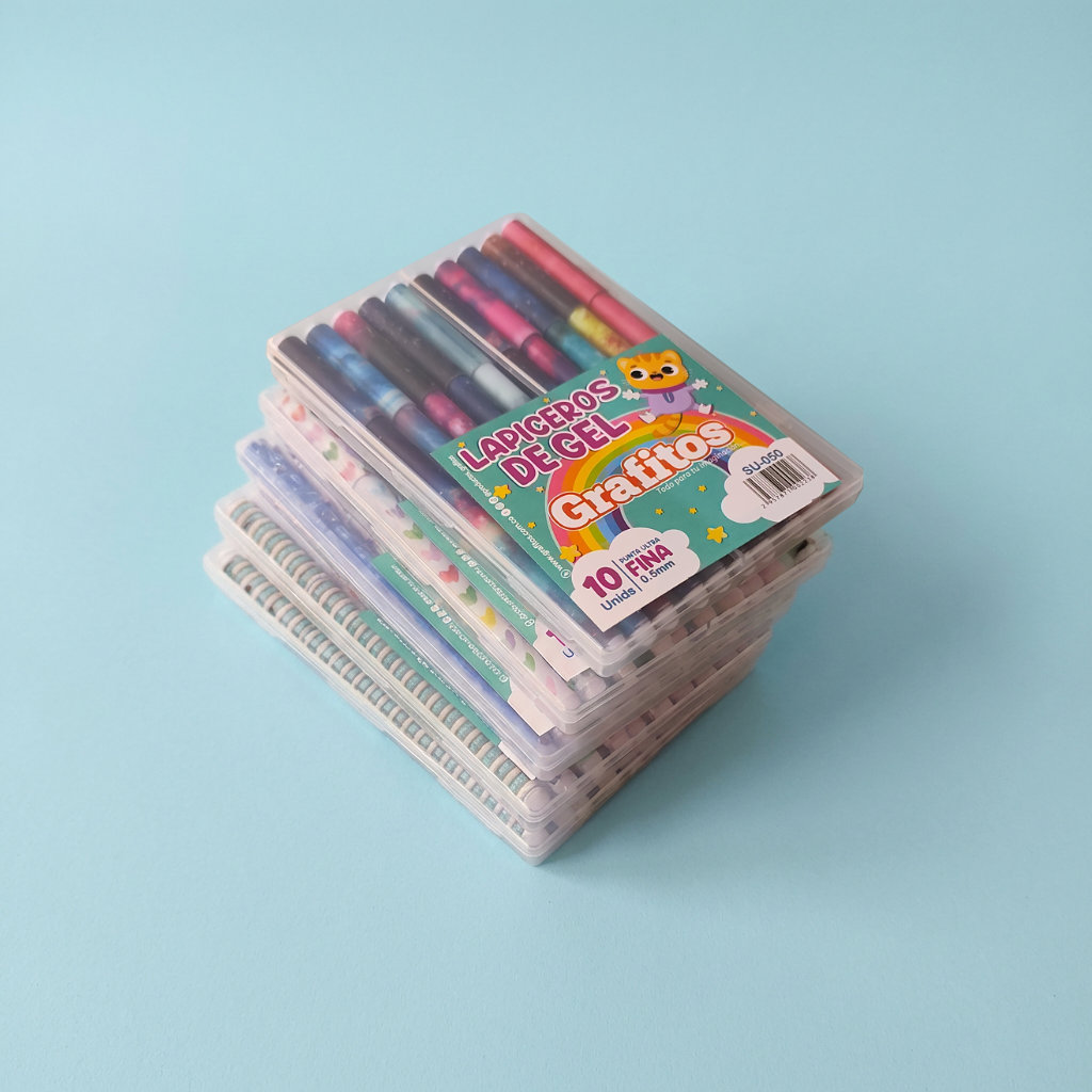 Lapiceros de Gel Punta fina - Estuche x10Unds